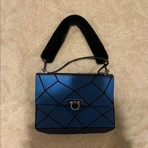 Patrizia Luca Blue Geometric Shoulder Bag